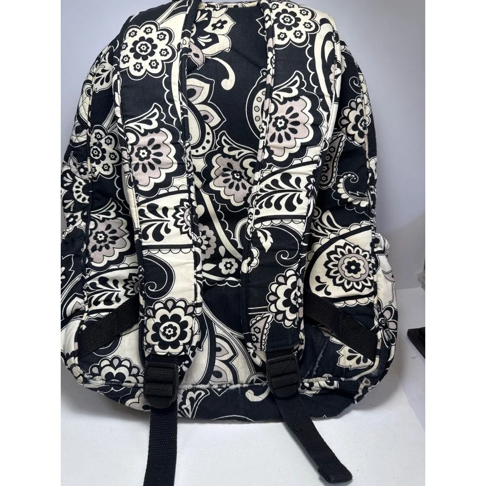 Vera Bradley Backpack Womens Large Black Midnight Paisley Quilted Cotton
